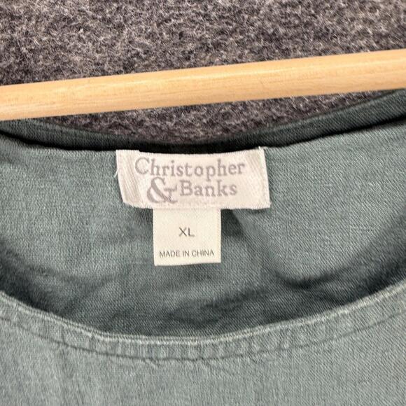Christopher & Banks Dress Women XL Gray Maxi Long Pockets Linen Sleeveless - Picture 3 of 6